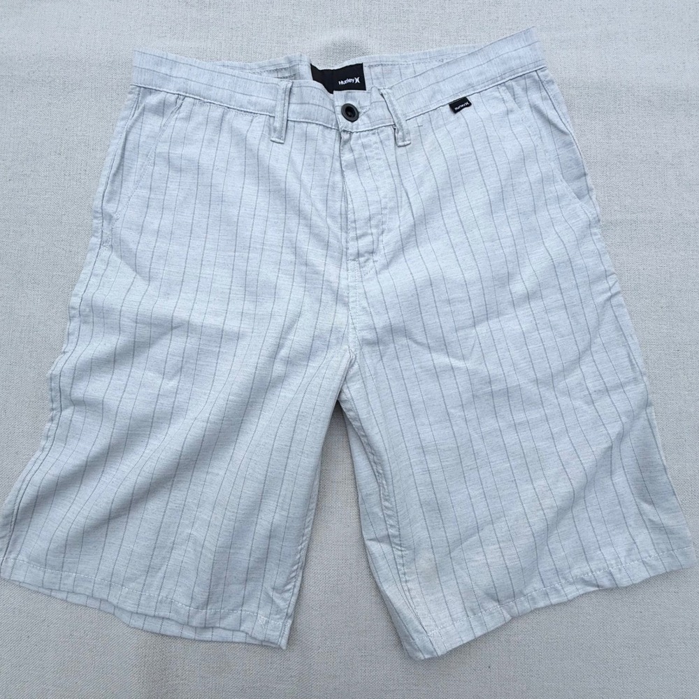 Hurley Mens 33 Herringbone Pinstripe Walk Shorts Grey Buckle Exclusive Casual